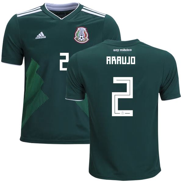 Mexico #2 Araujo Home Kid Soccer Country Jersey